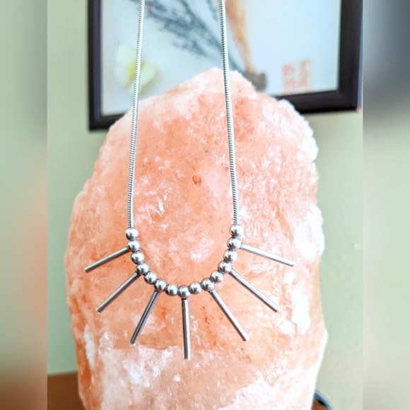 STERLING SILVER BEADS AND TUBES ROUND SNAKE NECKLACE - Picture 3 of 10